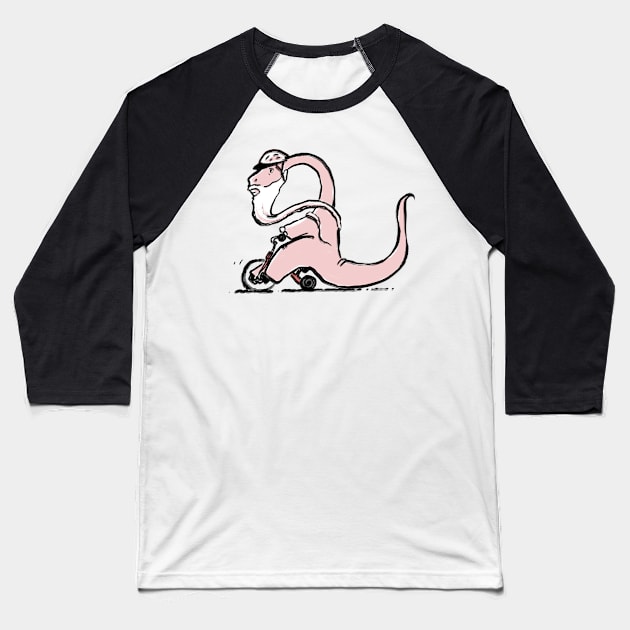 Dino on a trike Baseball T-Shirt by Jason's Doodles